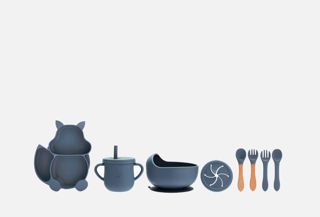 Набор посуды для кормления Play Kid 11 предметов темно-синий
