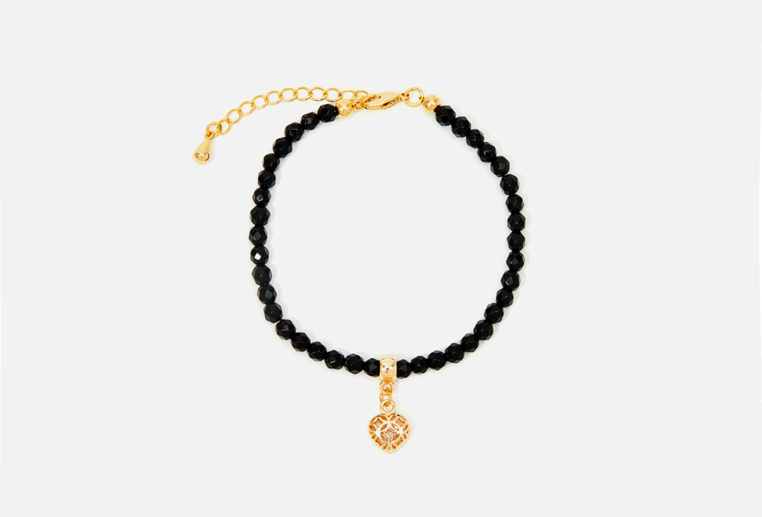 Изображение товара Браслет из граната из черного агата с подвеской сердце для женщин