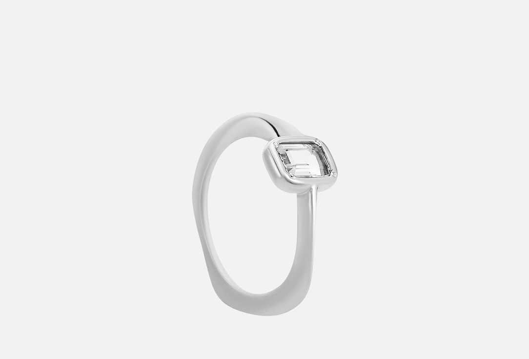 Кольцо-волна серебряное MOONKA С хрусталем 18 мл кольцо в полированной бронзе р 18 цвет без цвета