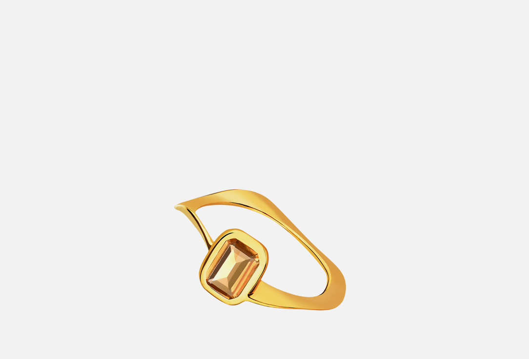 Кольцо-волна серебряное MOONKA С цитрином 18 мл кольцо в полированной бронзе р 18 цвет без цвета