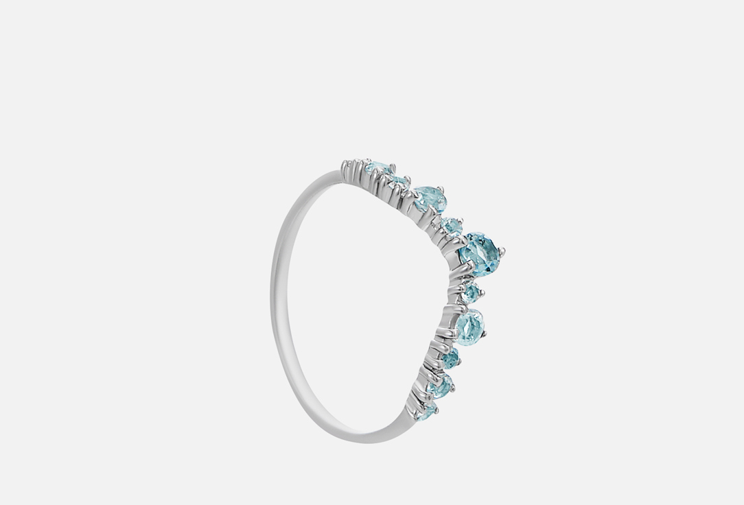 Кольцо-корона серебряное MOONKA С голубым топазом 18 мл серебряное кольцо с топазом натуральный коллекция колосок покрытие чистое серебро размер 20 5