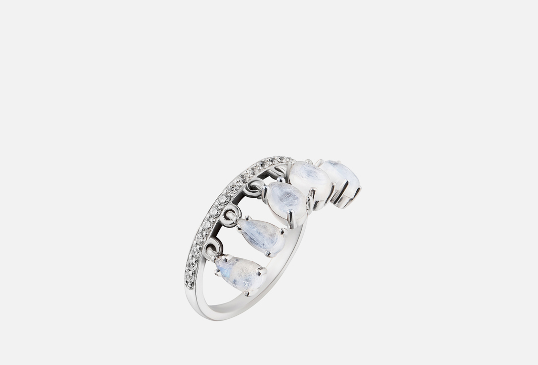 Кольцо с подвесами серебряное MOONKA С лунными камнями и топазами 18 мл moonka открытое серебряное кольцо с голубыми топазами