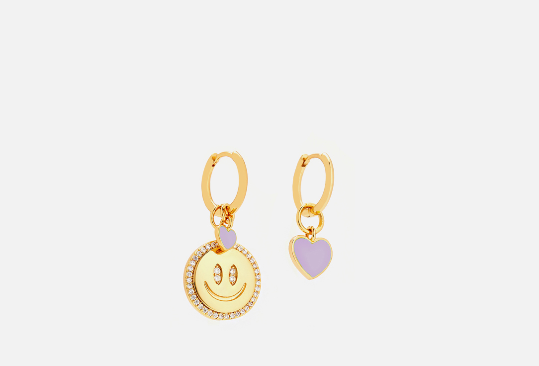 Серьги Komsi Brand Smile Gold Purple 