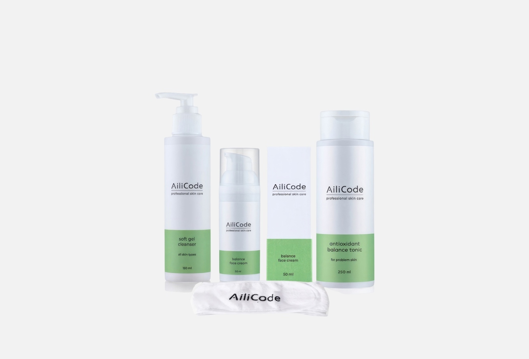 Изображение товара Комплект для ухода за кожей лица AiliCode гель тоник крем против акне и раздражений