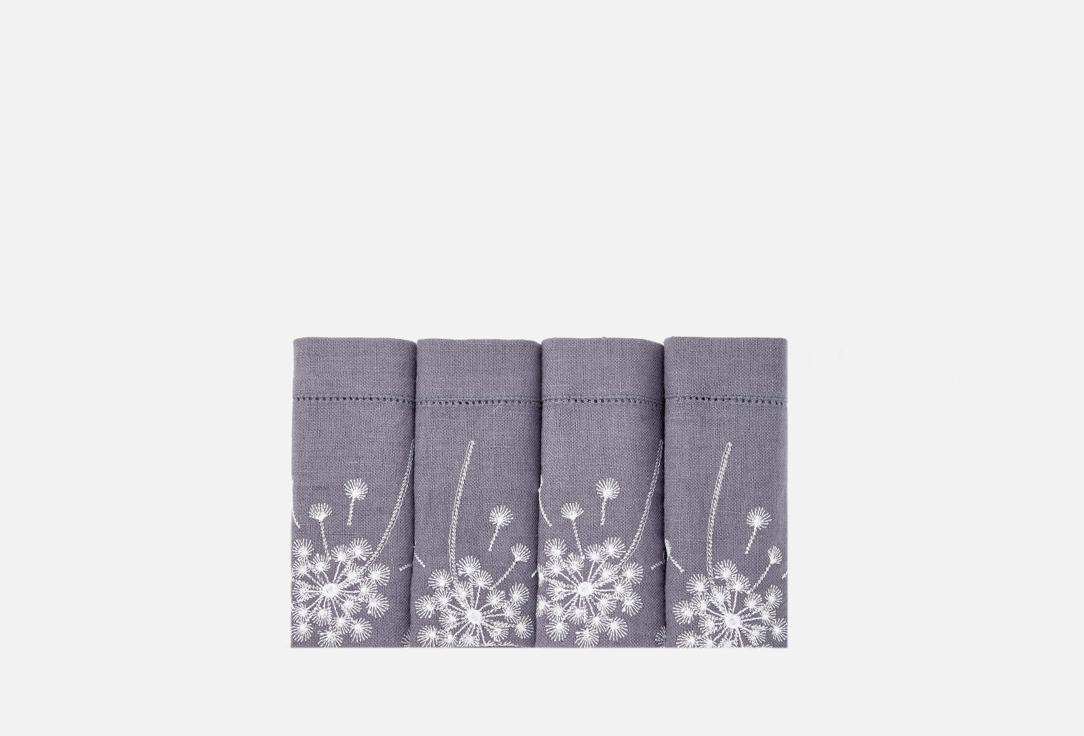 

Комплект салфеток столовых с вышивкой BELLEHOME, Серый, Light beauty 40х40 4 шт