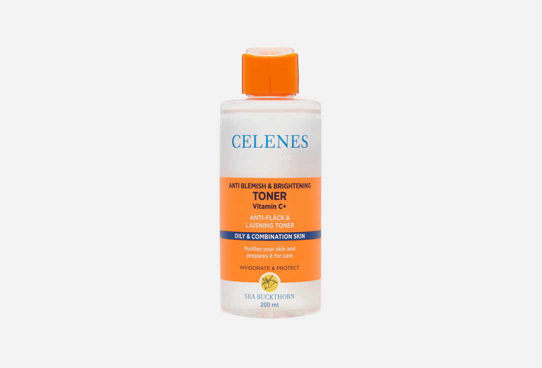 Очищающий тонер для лица Celenes Seabuckthorn anti blemish & brightening toner 