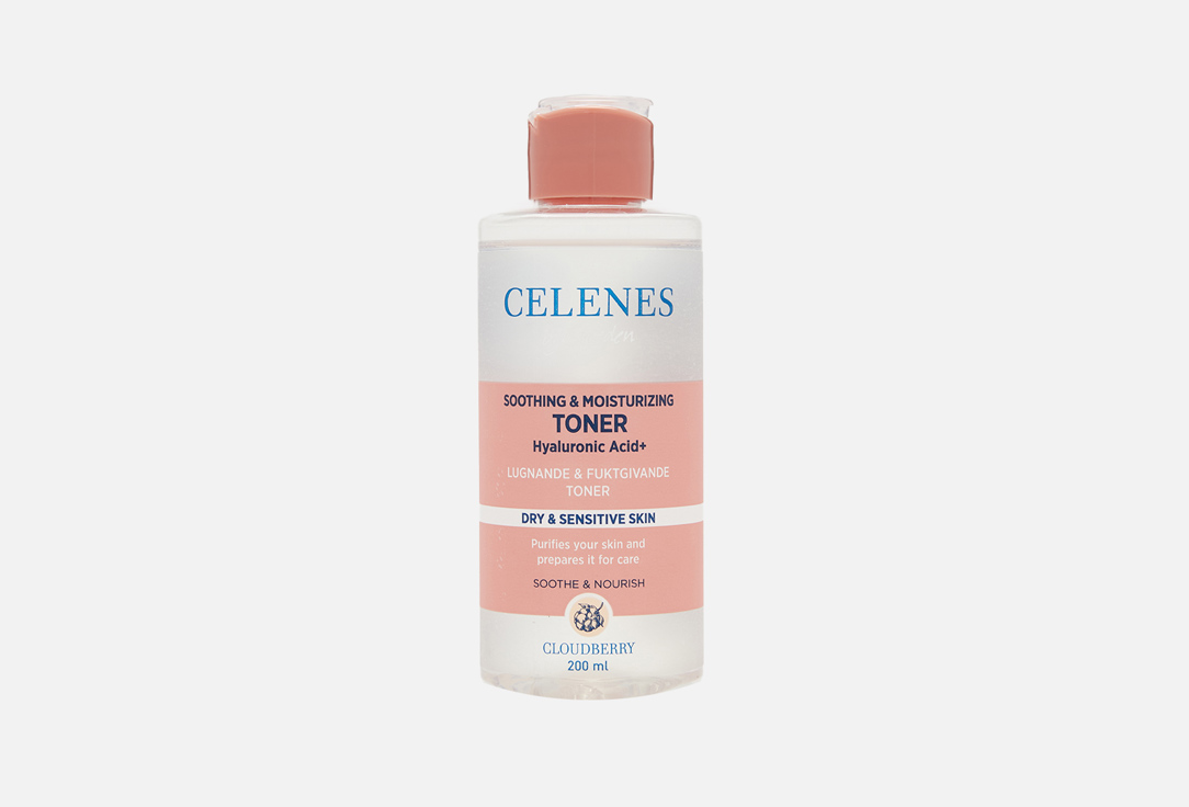 цена Успокаивающий тонер для лица CELENES Cloudberry moisturizing & soothing toner 200 мл