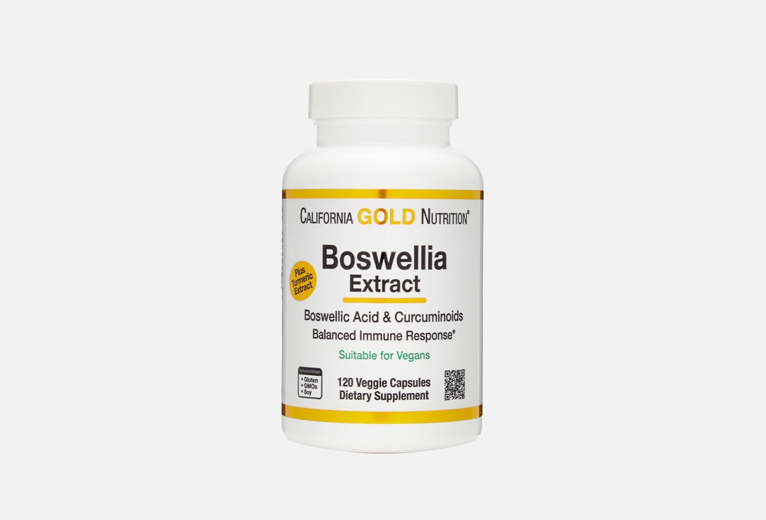 Бад для укрепления иммунитета California Gold Nutrition экстракт босвеллии 500 мг, корень куркумы 200 мг в капсулах 
