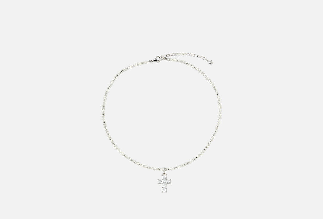 Изображение товара Колье-Чокер Forat Brand из гематита с крестом цвет серебро