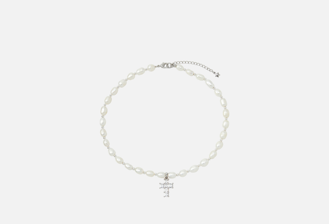 Изображение товара Колье Forat Brand Колье из натурального жемчуга с крестом цвет серебро