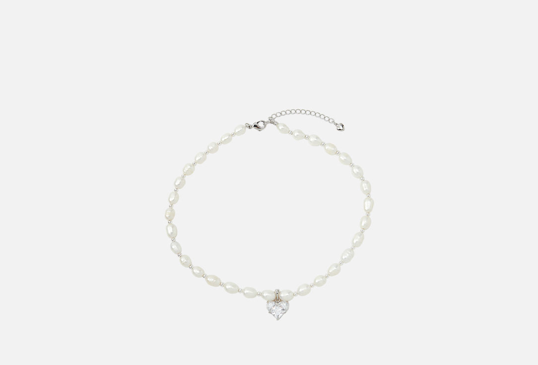 Изображение товара Колье Forat Brand Колье из натурального жемчуга с сердцем цвет серебро