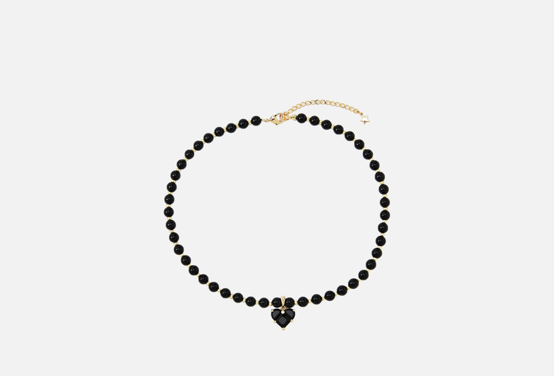 Изображение товара Колье-Чокер Forat Brand из чёрного агата и гематита с сердцем цвет золото