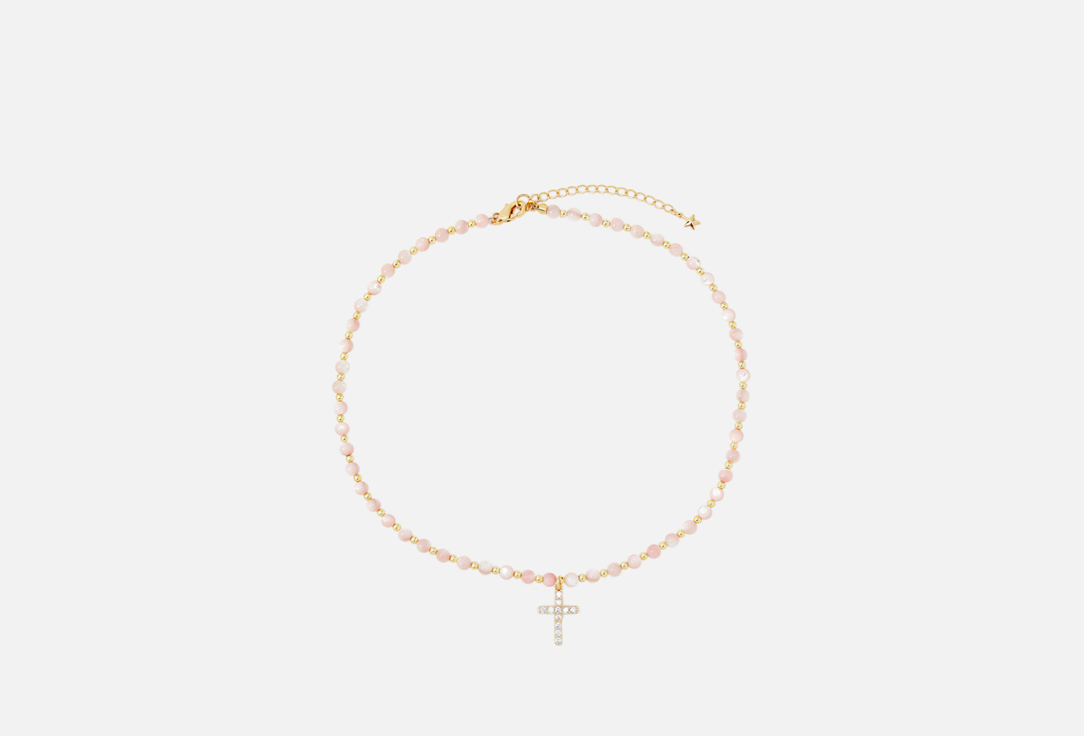 

Колье-Чокер FORAT BRAND, Из розового перламутра и гематита с крестом цвет золото 1 шт