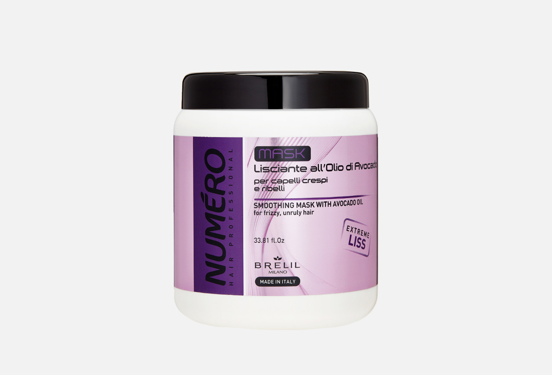 Изображение товара Разглаживающая маска для пушистых и вьющихся волос Brelil with avocado oil 1000 мл