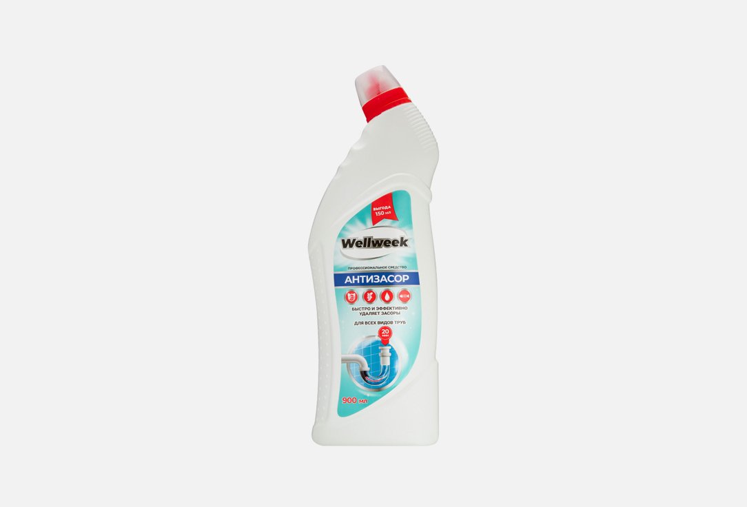 wellweek wellweek wc gel гель чистящий для сантехники универсальное Средство для устранения засоров WELLWEEK Антизасор 900 мл