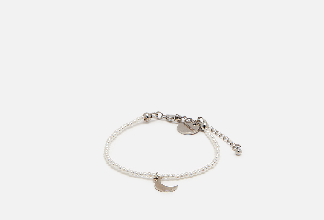 Изображение товара Жемчужный браслет майорка с серебристой подвеской луной для женщин