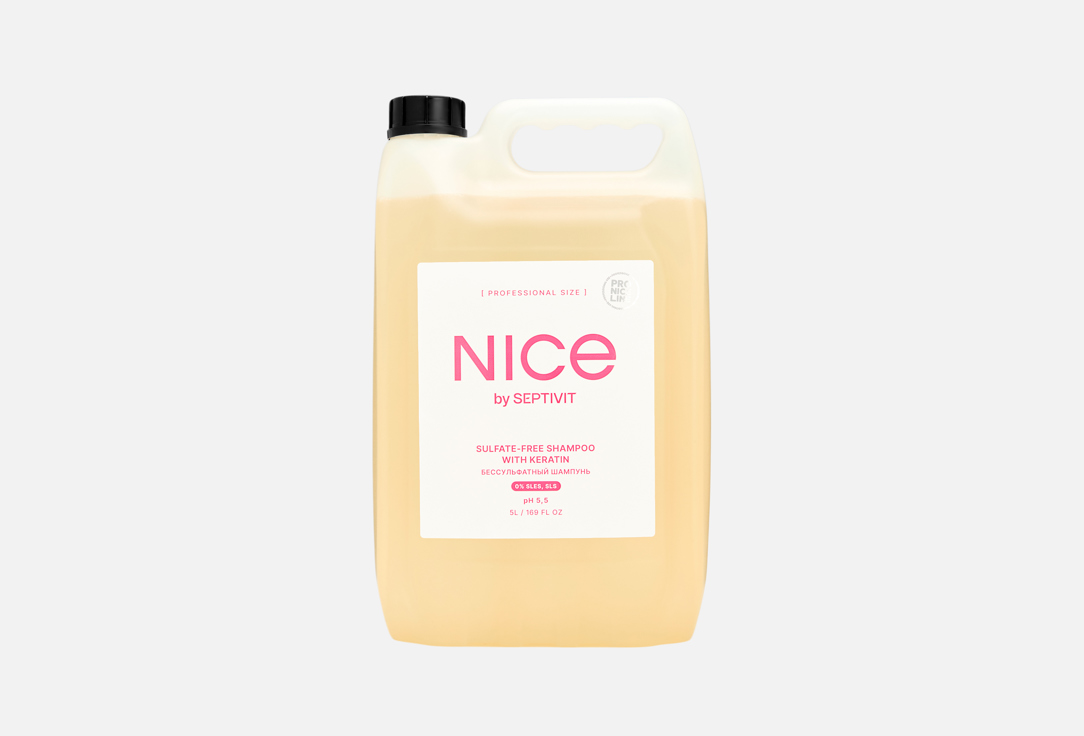 Изображение товара Бессульфатный шампунь NICE by Septivit для чувствительной кожи и окрашенных волос 5л