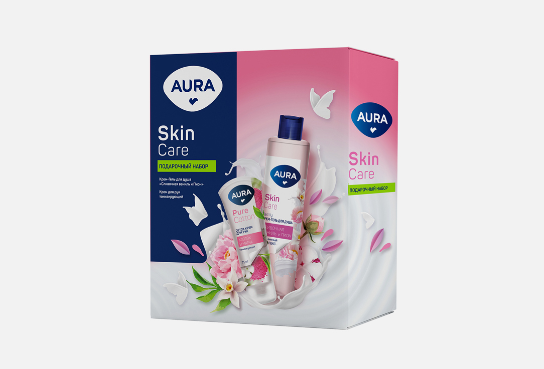 Подарочный набор Крем-гель для душа + крем для рук Aura skin care 