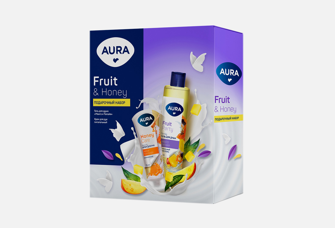 Изображение товара Подарочный набор Гель для душа и Крем для рук Aura фрукт и мед 250мл+75мл
