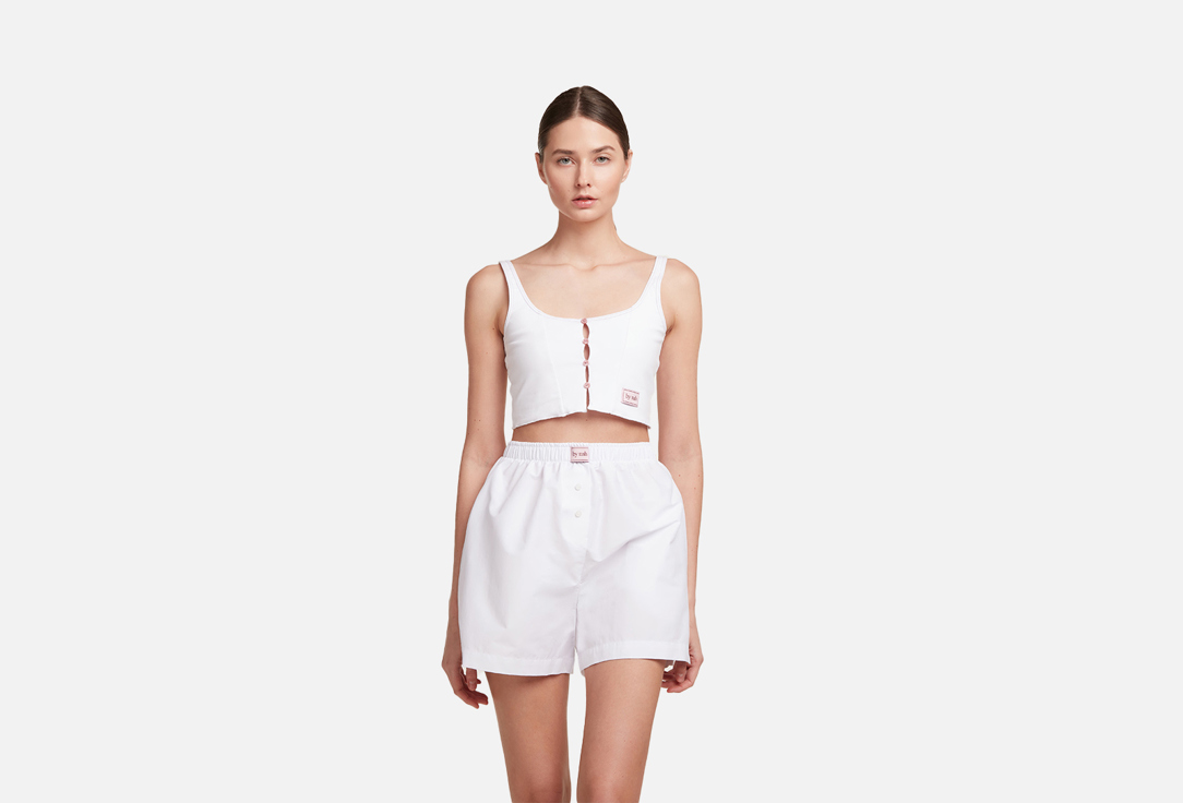 Изображение товара Женские белые шорты MSH с высокой посадкой и декором