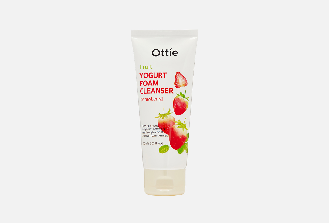 Очищающая пенка для лица OTTIE Fruit Yogurt Foam Cleanser Strawberry 150 мл полоски для лица с клубникой 6 шт