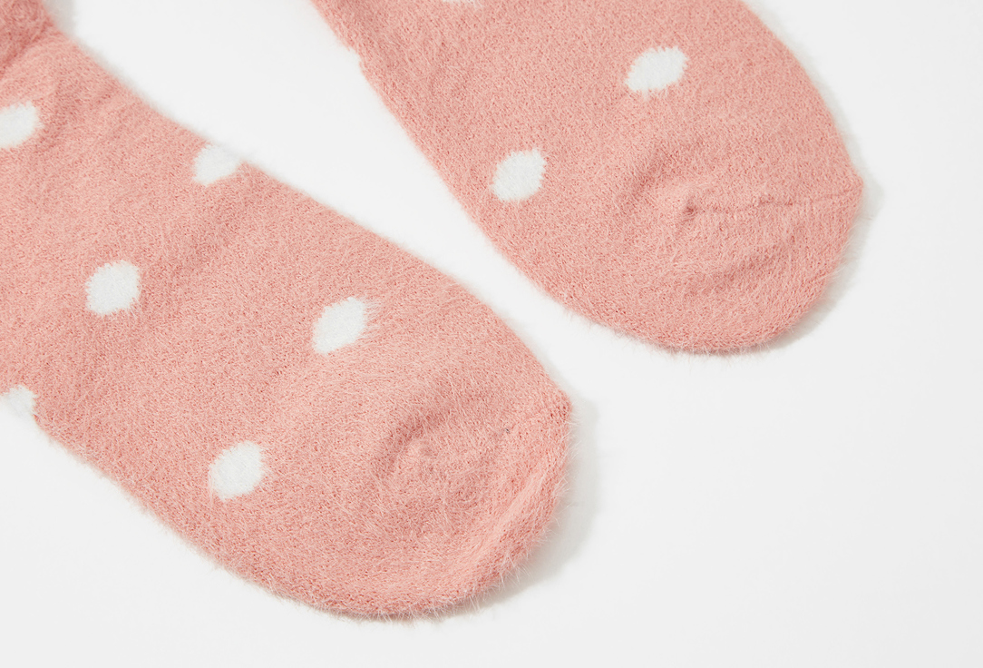 Носки пушистые R&S розовый в белый горох 