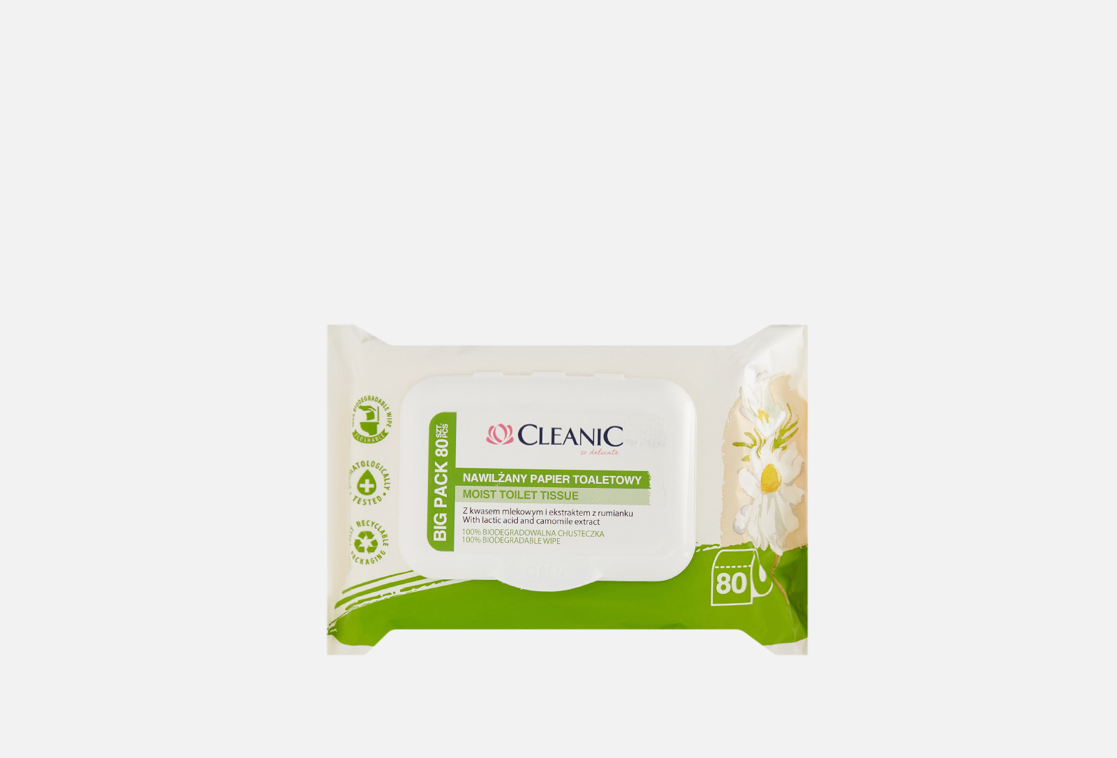 Cleanic Влажная туалетная бумага с ромашкой 80 шт — купить, цена в Москве