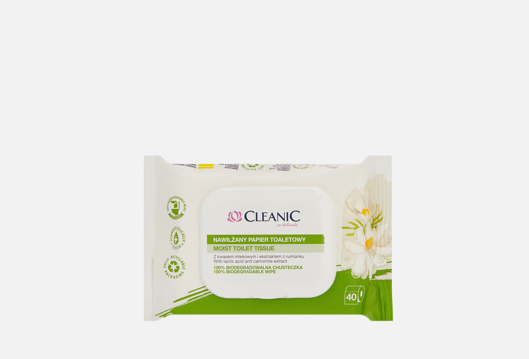 Изображение товара Влажная туалетная бумага Cleanic с ромашкой
