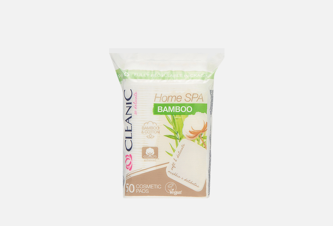 ватные диски jungle store квадратные 100 шт Ватные диски CLEANIC Home Spa Bamboo 50 шт