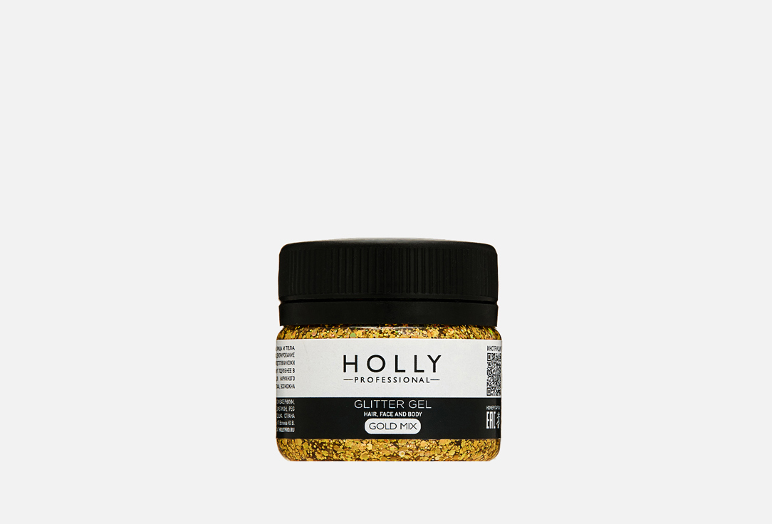 Глиттер для глаз, лица, волос и тела Holly Professional Glitter Gel Gold Mix