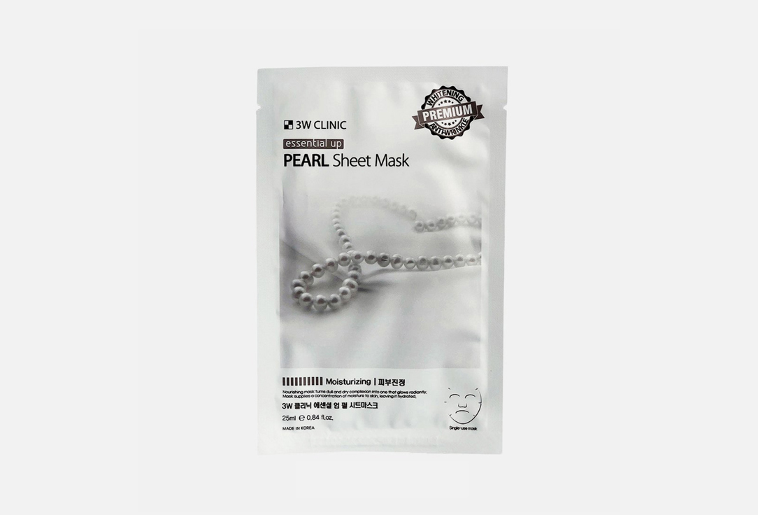 Изображение товара Тканевая маска для лица 3W CLINIC pearl увлажнение питание и выравнивание тона 25 мл