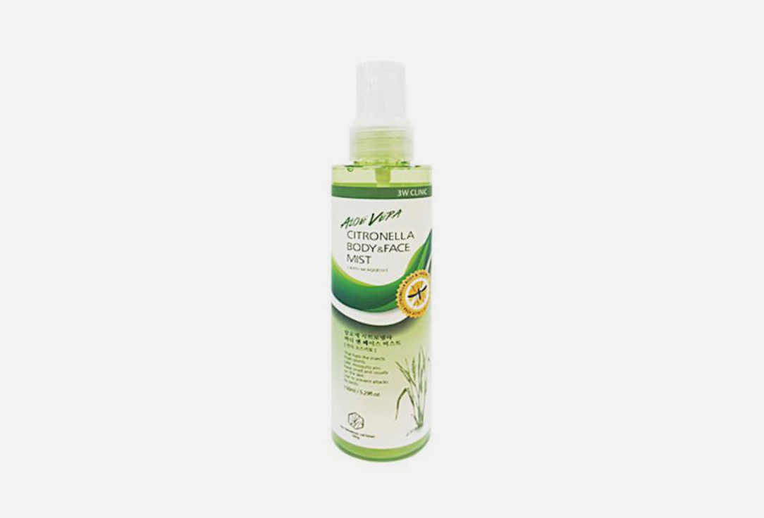 Антимоскитный Спрей для тела и лица 3W CLINIC Aloe citronella 150 мл 3w clinic мыло кусковое алоэ aloe soap 150г