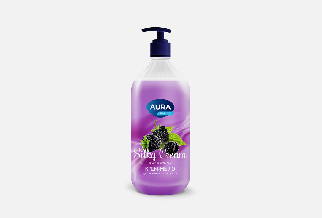 Изображение товара Крем-мыло Aura Silky Cream с шелком и ежевикой 1000 мл для мягкого очищения и увлажнения рук