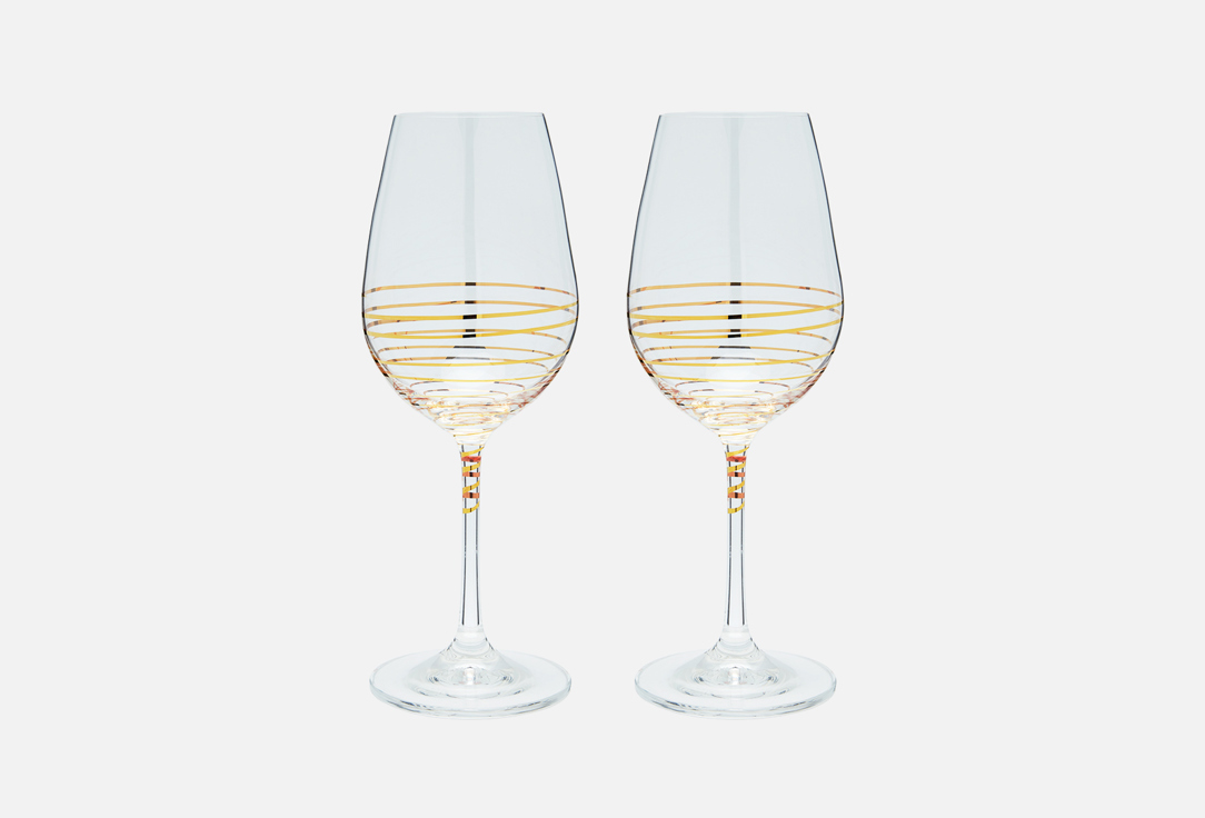 Бокалы для вина 350 мл CRYSTALEX Gold spiral 2 шт набор бокалов apollo veneto голубой 3шт 350мл стекло