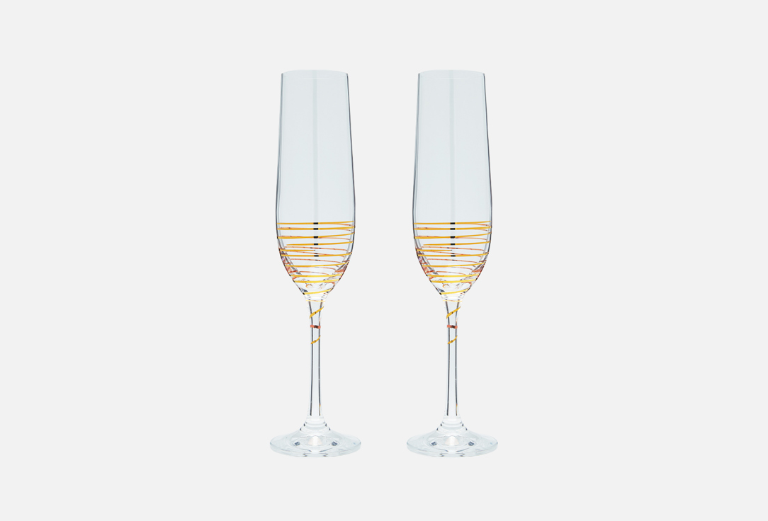 Бокалы для шампанского 190 мл Crystalex Gold spiral 