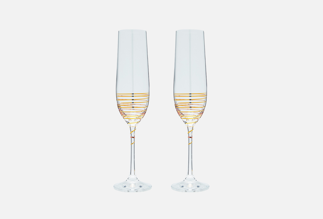 Бокалы для шампанского 190 мл Crystalex Gold spiral 
