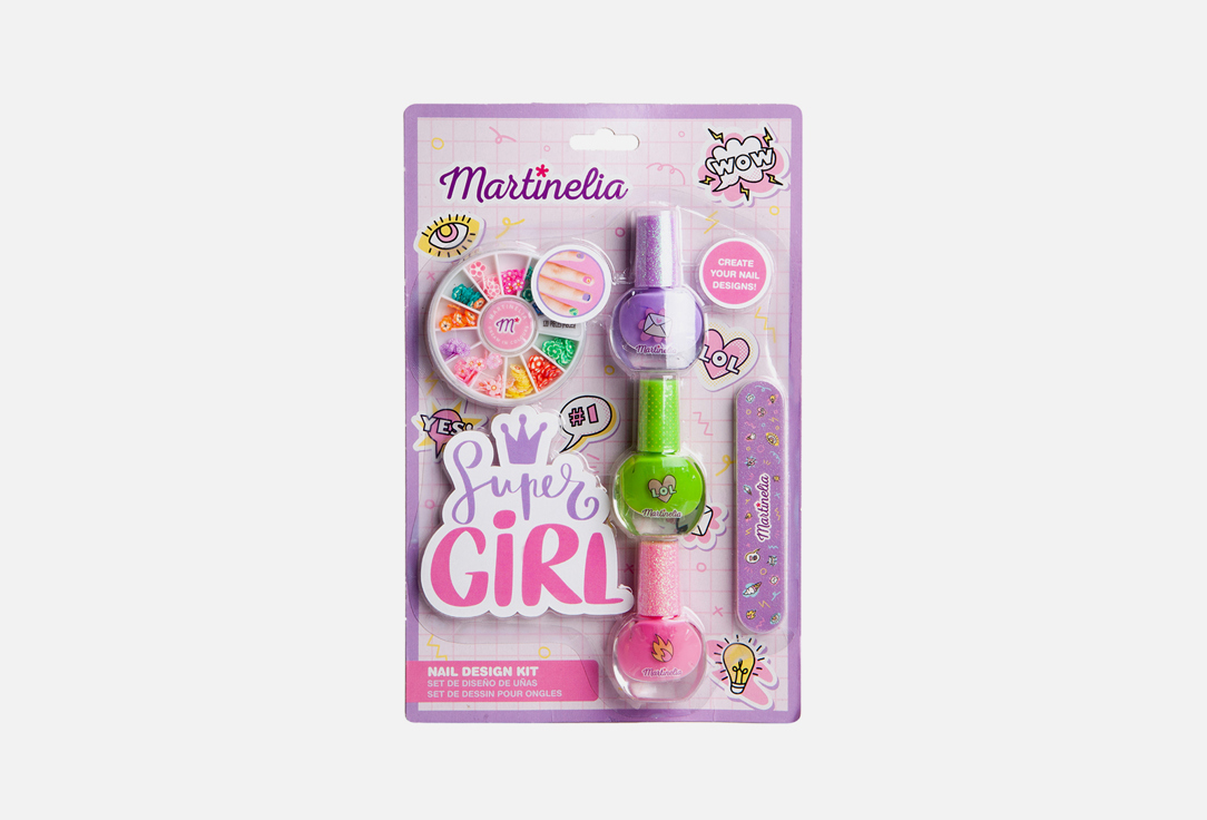 набор детской декоративной косметики для ногтей super girl nail design kit Набор для ногтей с пилочкой MARTINELIA Super Girl Nail Design Kit 5 шт