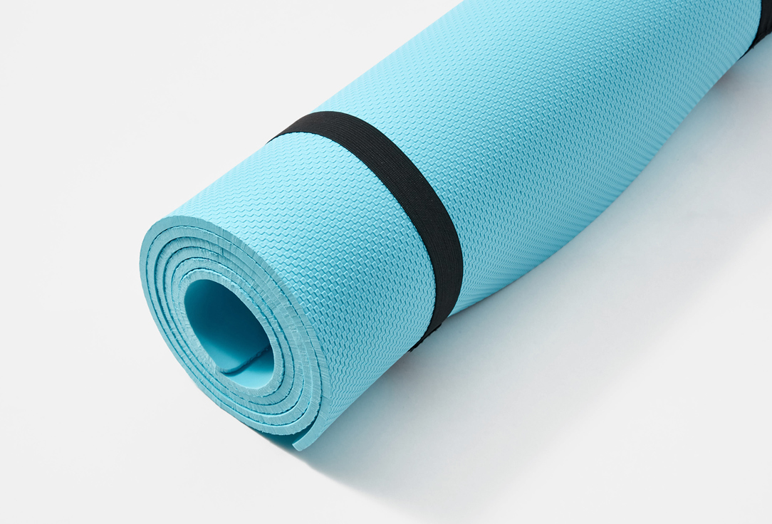 Коврик для йоги и фитнеса ECOFIT с резинками голубой 
