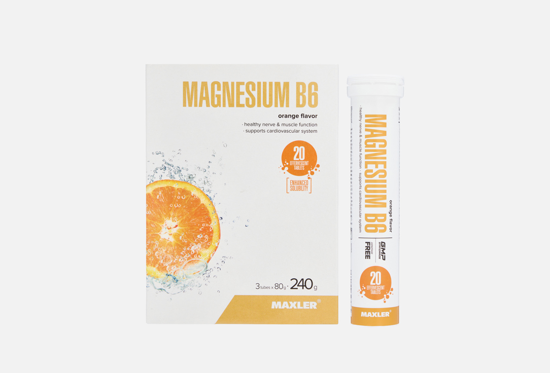 

Витаминно-минеральный комплекс для поддержи сердечно-сосудистой системы MAXLER, Magnesium B6, апельсин, в шипучих таблетках 60 шт