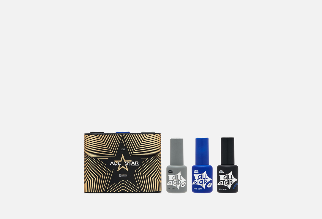 

Набор для маникюра ALL STAR, RUBBER BASE + TOP No Wipe + Ultra Bond 3 шт