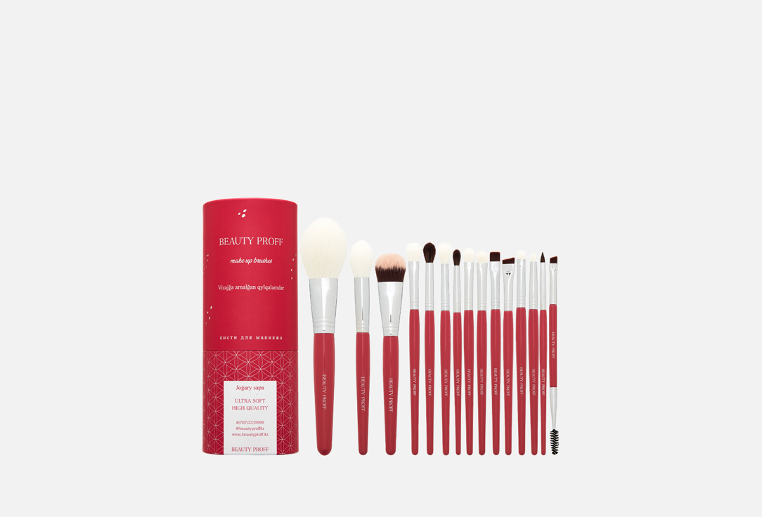 наборы кистей для макияжа BEAUTYPROFF Rose Red Professional Brush Set 15 pcs 