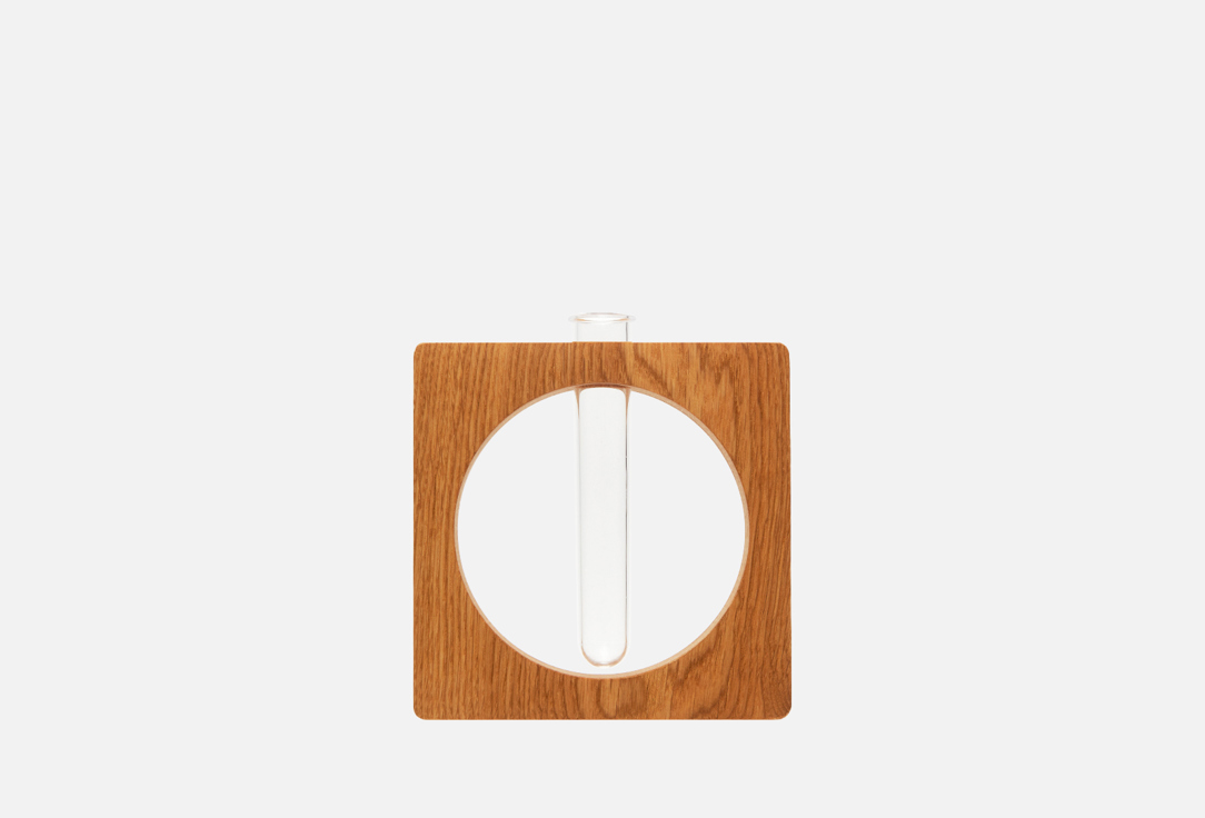 Изображение товара Декоративная квадратная ваза с колбой LOFTYWOOD из дуба и стекла