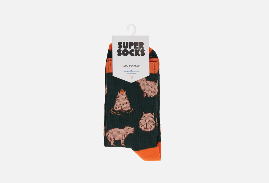 Носки SUPER SOCKS Капибара, зеленые 35-40 мл