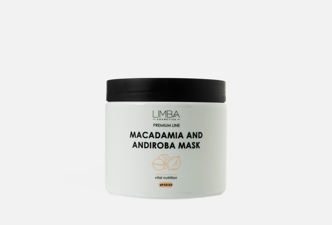 Питательная маска для волос LIMBA COSMETICS Premium Line Macadamia and Andiroba 490 г антиоксидантная маска для волос limba cosmetics for dry and porous hair 245 мл
