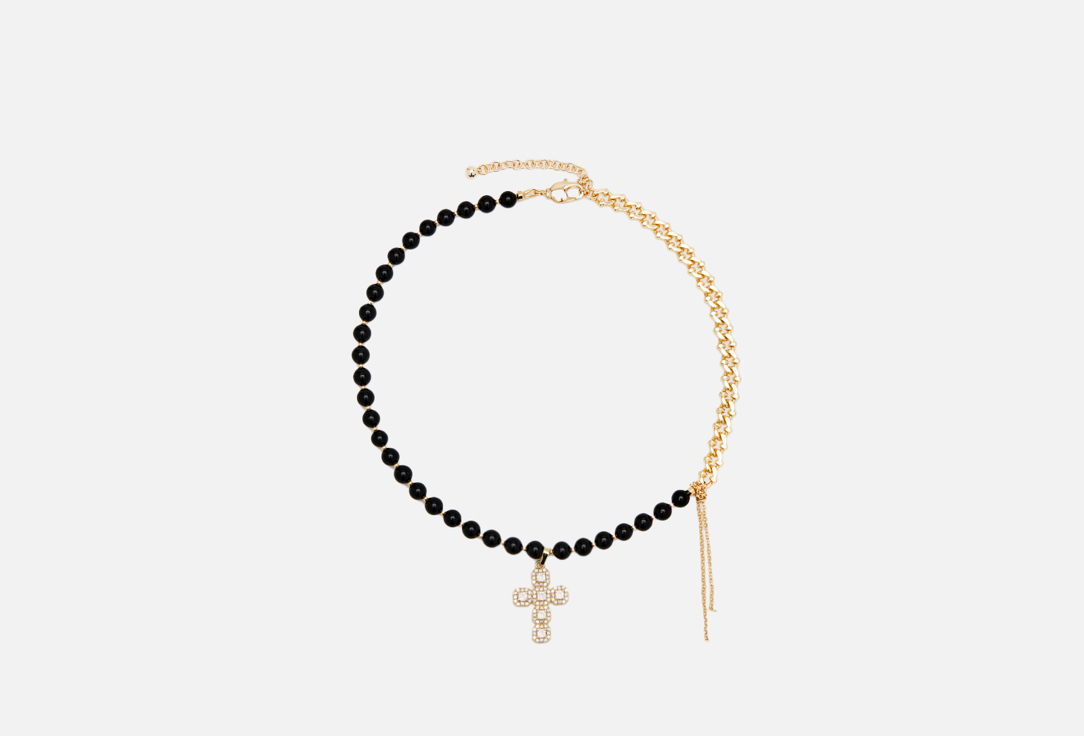 

Колье с крестом MY LURE, Из черного агата 1 шт