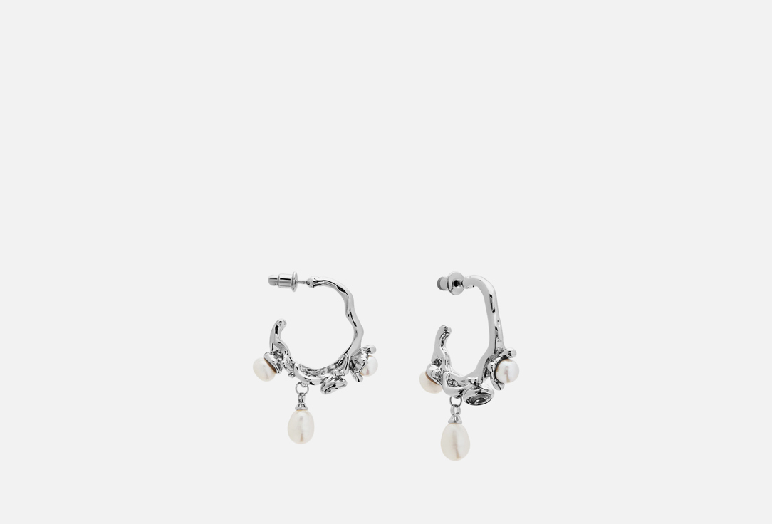 Изображение товара Серьги Attribute Shop Веточка с жемчугом серебристые