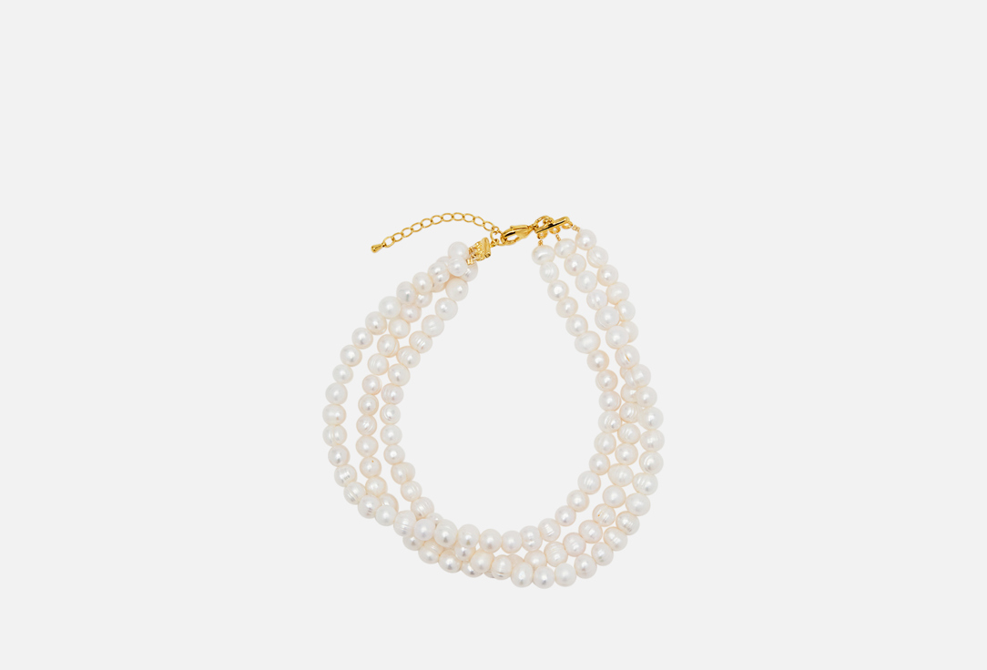 Изображение товара Чокер Attribute Shop тройной из натурального жемчуга золотистый