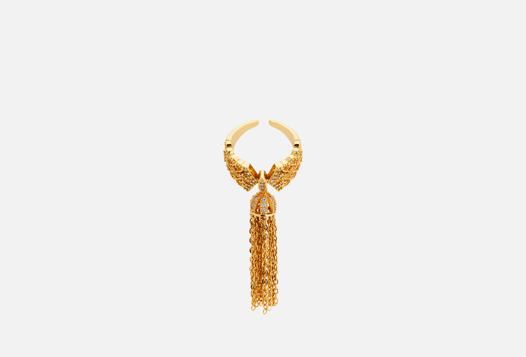 Кольцо ATTRIBUTE SHOP Бантик с кисточкой золотистое 1 шт золотистое дизайнерское кольцо с синим минералом