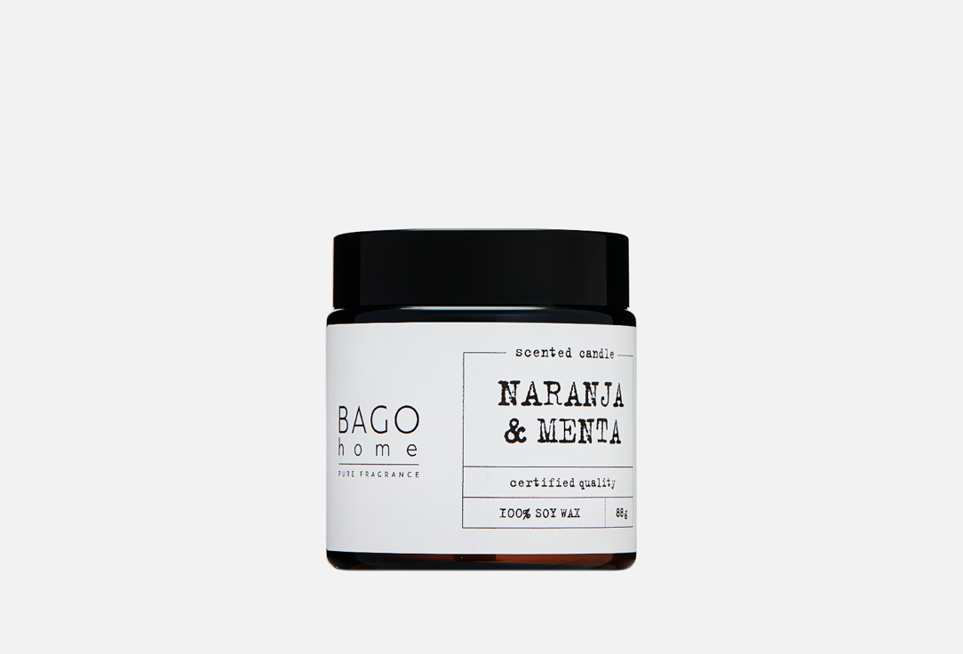 Свеча ароматическая BAGO HOME Naranja & menta 88 г цена и фото