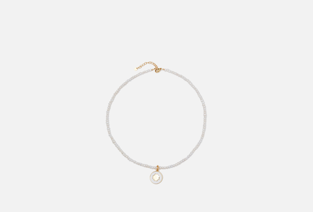 Изображение товара Чокер с жемчугом MORZA в виде клевера эмаль золотистый